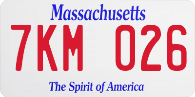 MA license plate 7KM026