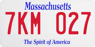 MA license plate 7KM027