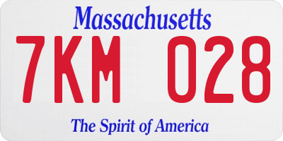MA license plate 7KM028