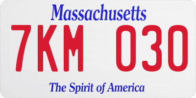MA license plate 7KM030