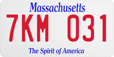 MA license plate 7KM031