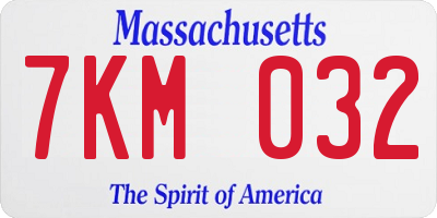 MA license plate 7KM032