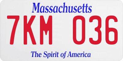 MA license plate 7KM036