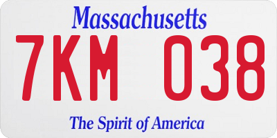 MA license plate 7KM038