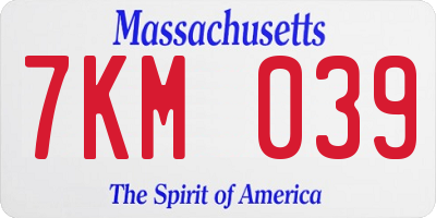 MA license plate 7KM039