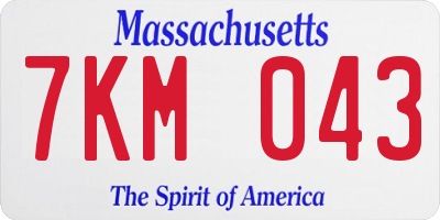 MA license plate 7KM043