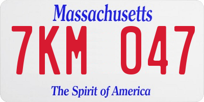 MA license plate 7KM047