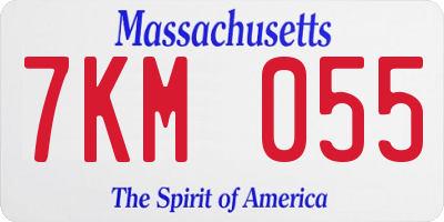 MA license plate 7KM055