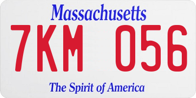 MA license plate 7KM056