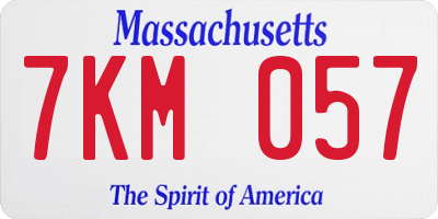 MA license plate 7KM057