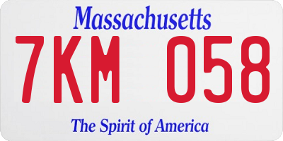 MA license plate 7KM058