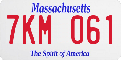 MA license plate 7KM061