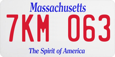 MA license plate 7KM063