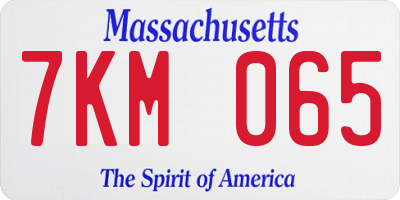 MA license plate 7KM065