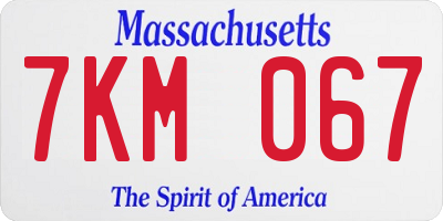 MA license plate 7KM067
