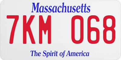 MA license plate 7KM068
