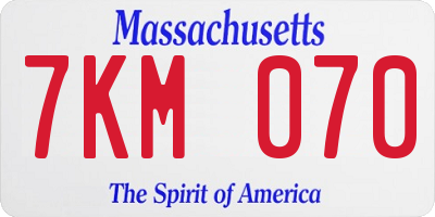 MA license plate 7KM070