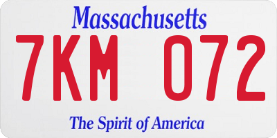 MA license plate 7KM072