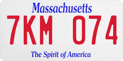 MA license plate 7KM074