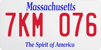 MA license plate 7KM076