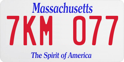 MA license plate 7KM077