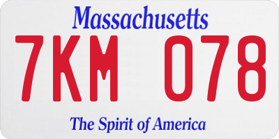 MA license plate 7KM078
