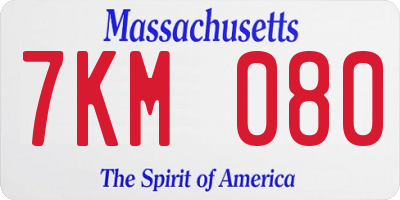 MA license plate 7KM080