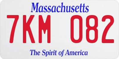 MA license plate 7KM082