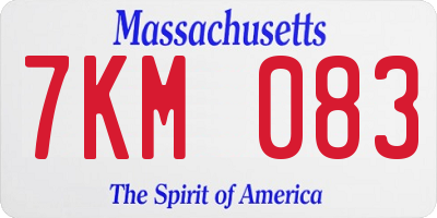 MA license plate 7KM083