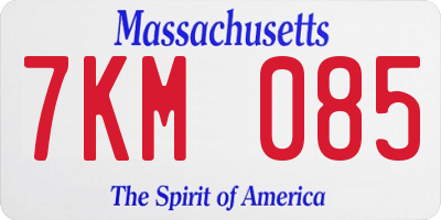 MA license plate 7KM085