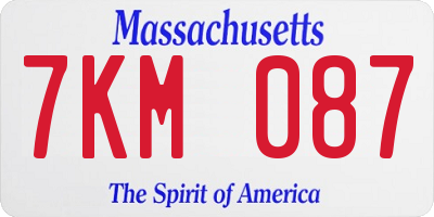 MA license plate 7KM087