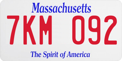 MA license plate 7KM092