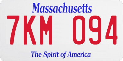 MA license plate 7KM094