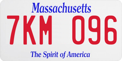 MA license plate 7KM096