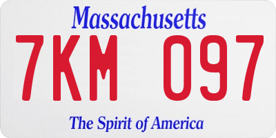MA license plate 7KM097
