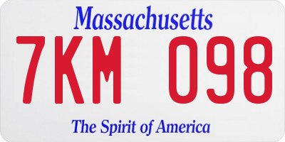 MA license plate 7KM098