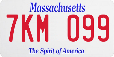 MA license plate 7KM099