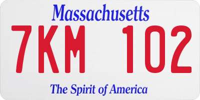 MA license plate 7KM102