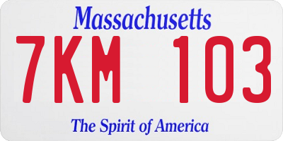 MA license plate 7KM103