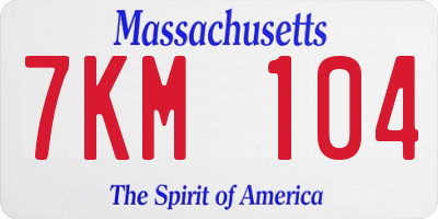 MA license plate 7KM104