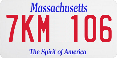 MA license plate 7KM106