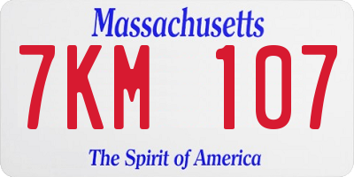 MA license plate 7KM107