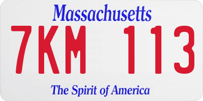MA license plate 7KM113