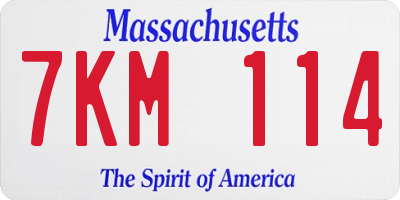 MA license plate 7KM114