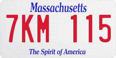 MA license plate 7KM115