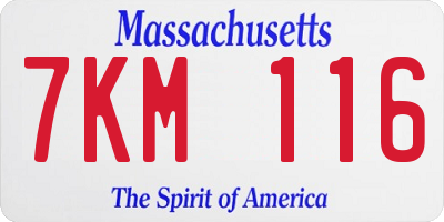 MA license plate 7KM116