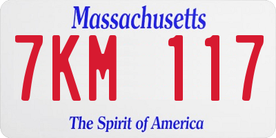 MA license plate 7KM117