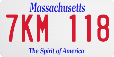 MA license plate 7KM118