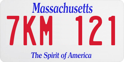 MA license plate 7KM121