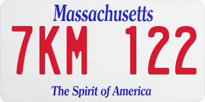 MA license plate 7KM122
